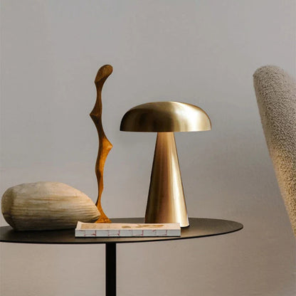 Rechargeable Table Lamp Bedroom Decoration Bar Living Room Bedside Mood Lights Touch Three Level Dimming Metal Mushroom Lamps