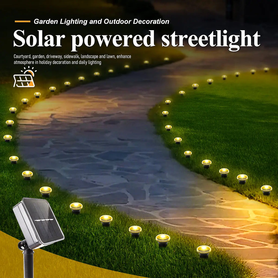 Solar Garden Lights 30LED Solar Lights Outdoor Waterproof Pilot Light String for Lawn Trails Camping Birthday Holiday Decorative