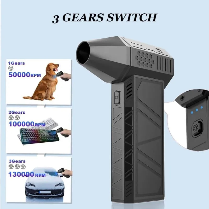 130,000RPM Turbo Jet Blower – Powerful Air Duster with Brushless Motor &amp; Turbo Fan"